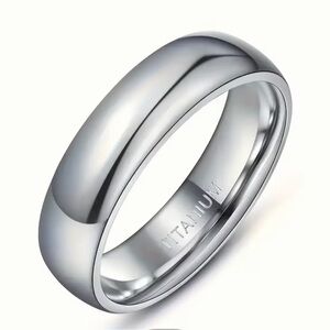 Elegant Titanium Steel Silver Wedding Engagement Band Ring Gift 6 mm